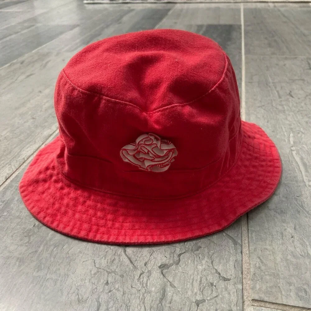 Baby Gap Cotton Bucket Sun Hat with Rose Detail – Red/Pink, Size 12–18 Months